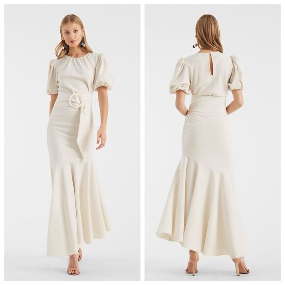 Sachin & Babi Camila Ivory Crepe Ruched Mermaid Maxi Dress NEW $650 - Picture 1 of 13